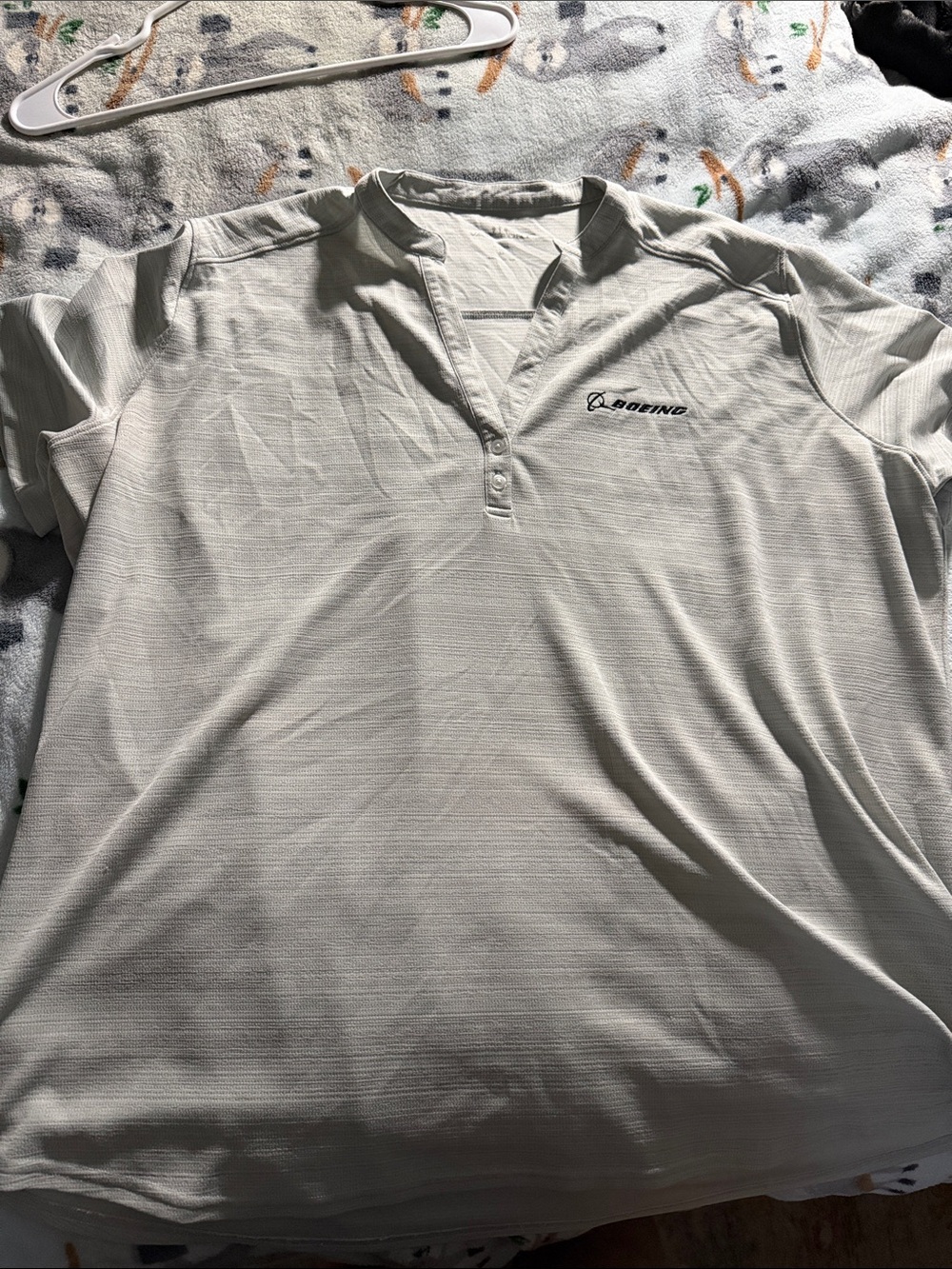 Boeing Women's White Short-Sleeve Button-Down Polo Shirt